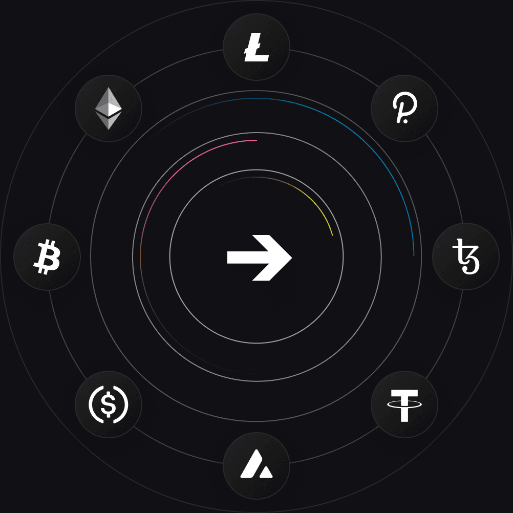 Some of the cryptocurrencies offered on Composer, orbiting around each other.